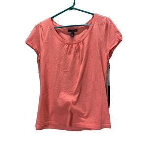 NWT Willi Smith Womens Short Sleeve Knit Top Shirt Coral Crew Neck Size‎ Large